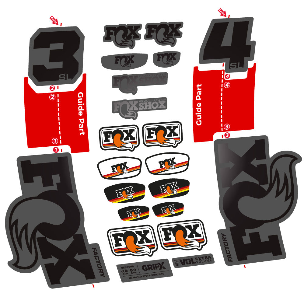 Aufkleber Fox 34 SL Factory, Gabel 29, Fahrradaufkleber Vinyl