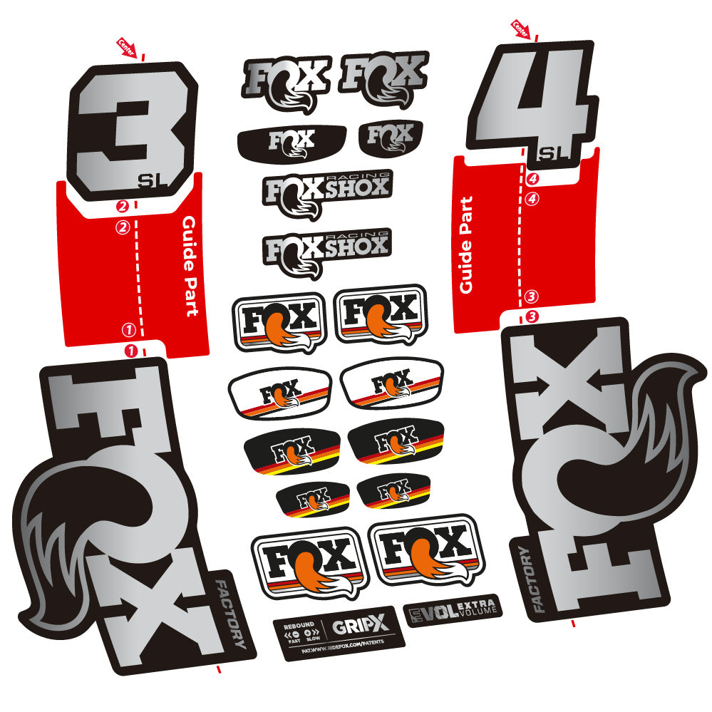 Aufkleber Fox 34 SL Factory, Gabel 29, Fahrradaufkleber Vinyl
