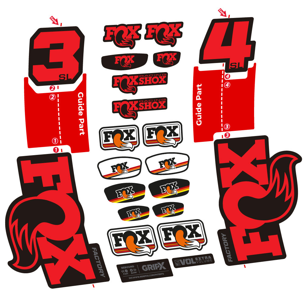 Aufkleber Fox 34 SL Factory, Gabel 29, Fahrradaufkleber Vinyl