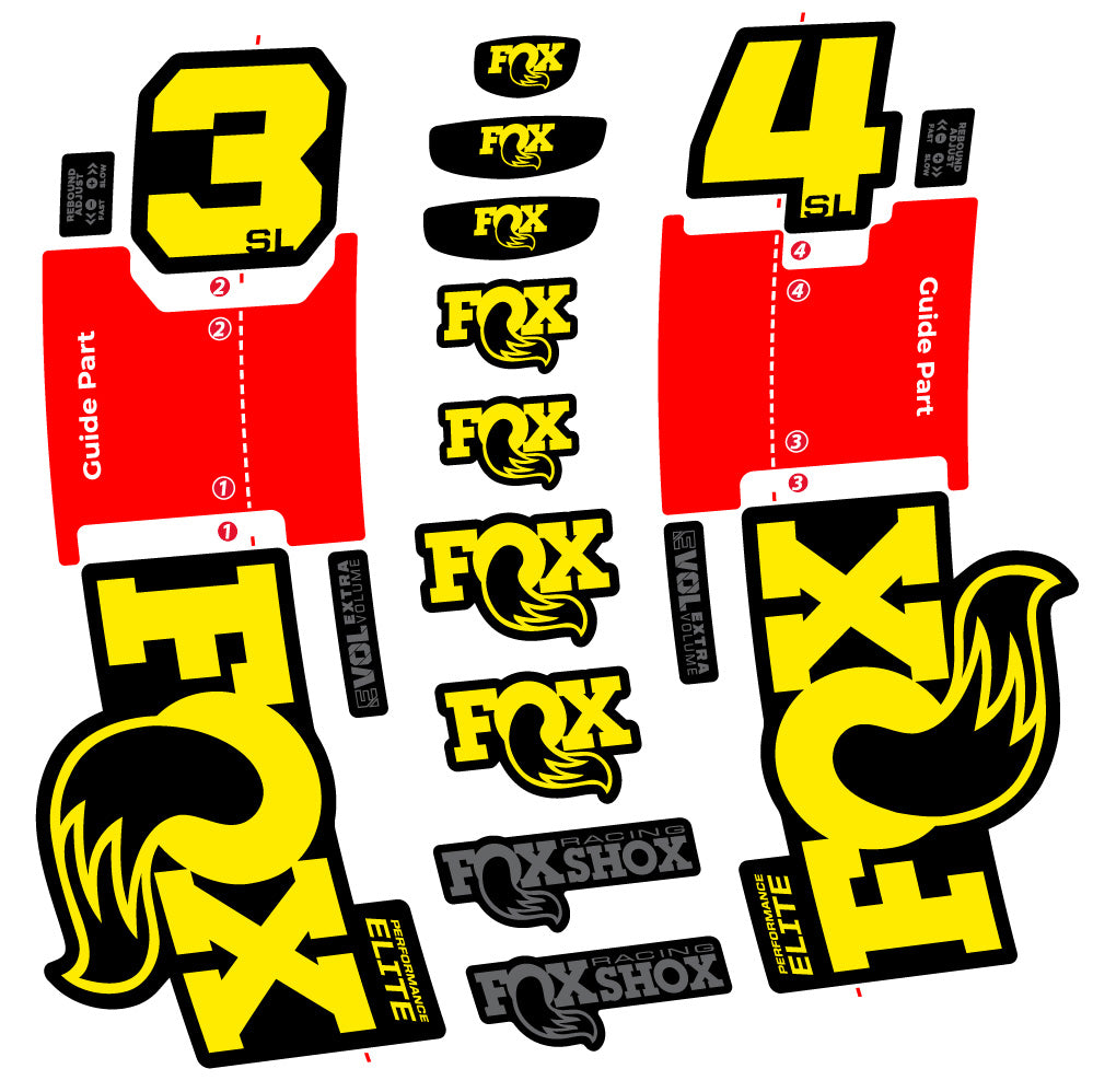 Aufkleber FOX 34 SL Performance Elite, Gabel 29, Fahrradaufkleber Vinyl