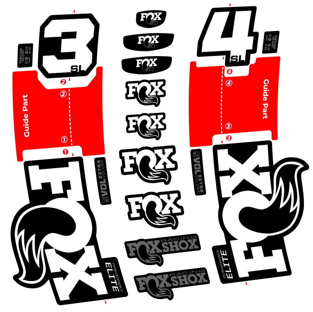 Aufkleber FOX 34 SL Performance Elite, Gabel 29, Fahrradaufkleber Vinyl