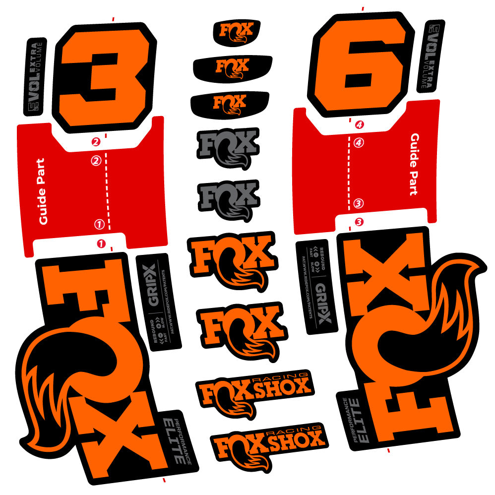 Aufkleber Fox 36 Performance Elite, Gabel 29, Fahrradaufkleber Vinyl