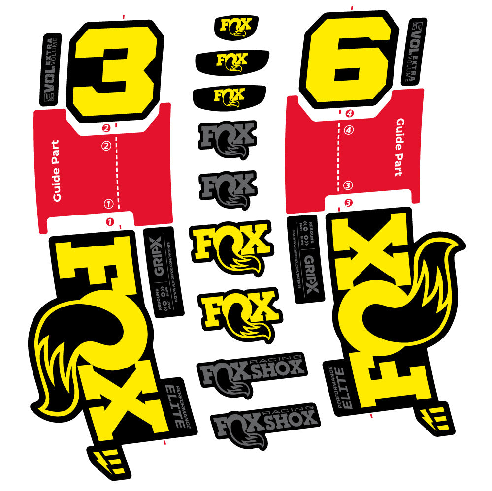 Aufkleber FOX 36 Performance Elite E-Optimized, Gabel 29, Fahrradaufkleber Vinyl