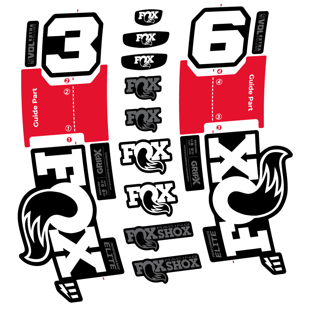 Aufkleber FOX 36 Performance Elite E-Optimized, Gabel 29, Fahrradaufkleber Vinyl