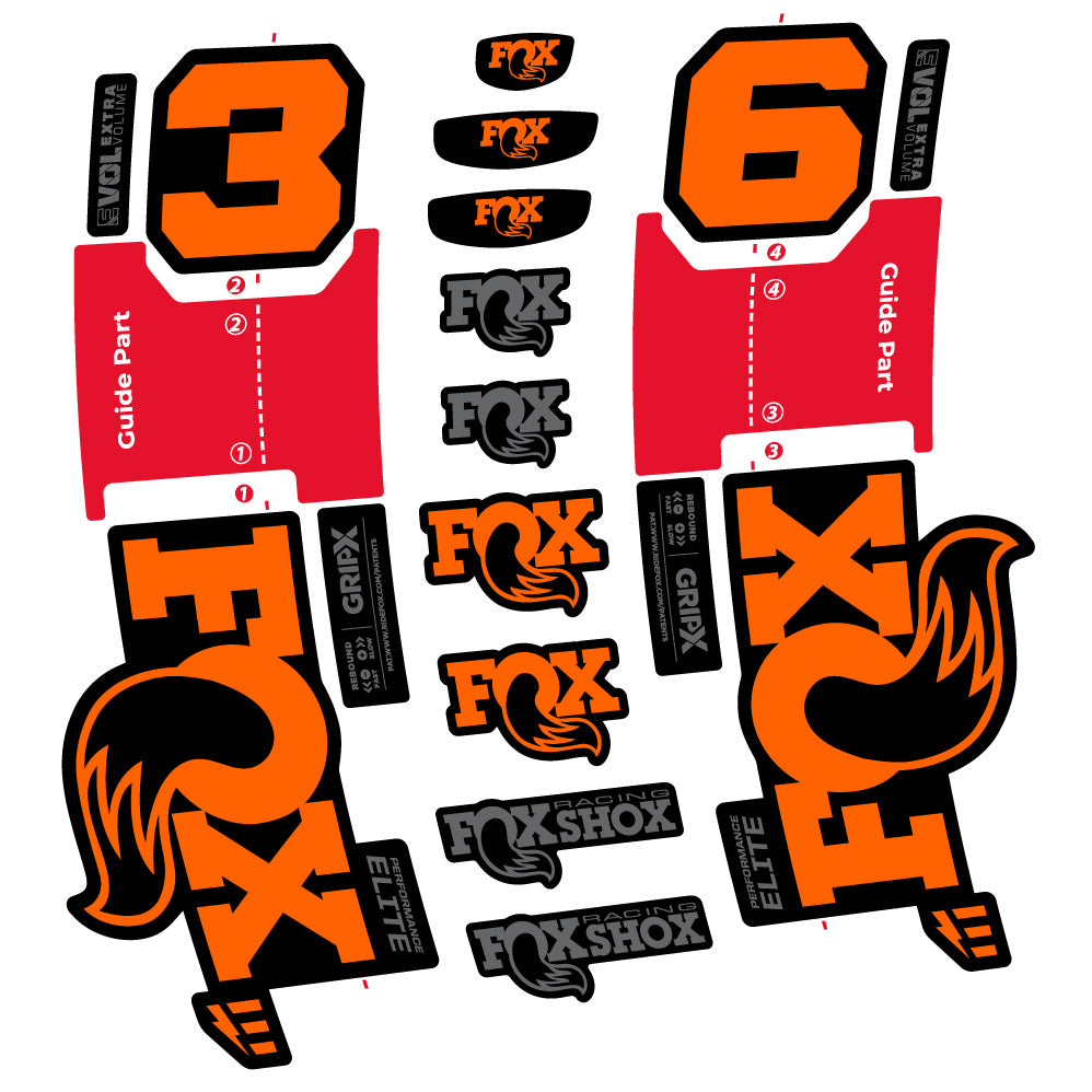 Aufkleber FOX 36 Performance Elite E-Optimized, Gabel 29, Fahrradaufkleber Vinyl