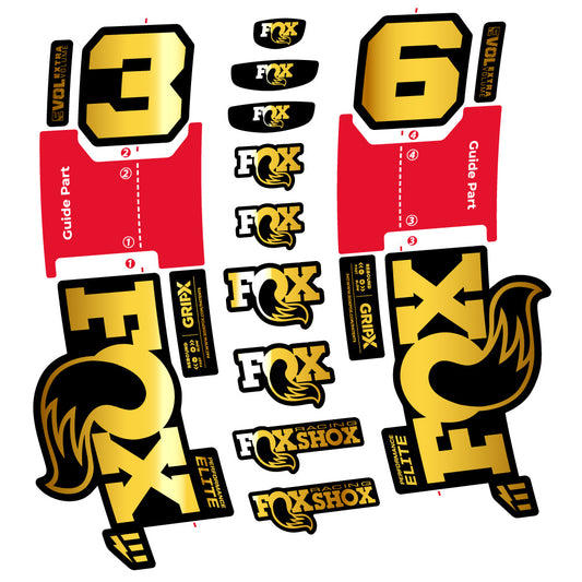 Chrome Gold decal for FOX 36 Performance Elite E-Optimized fork 29" – bike sticker vinyl