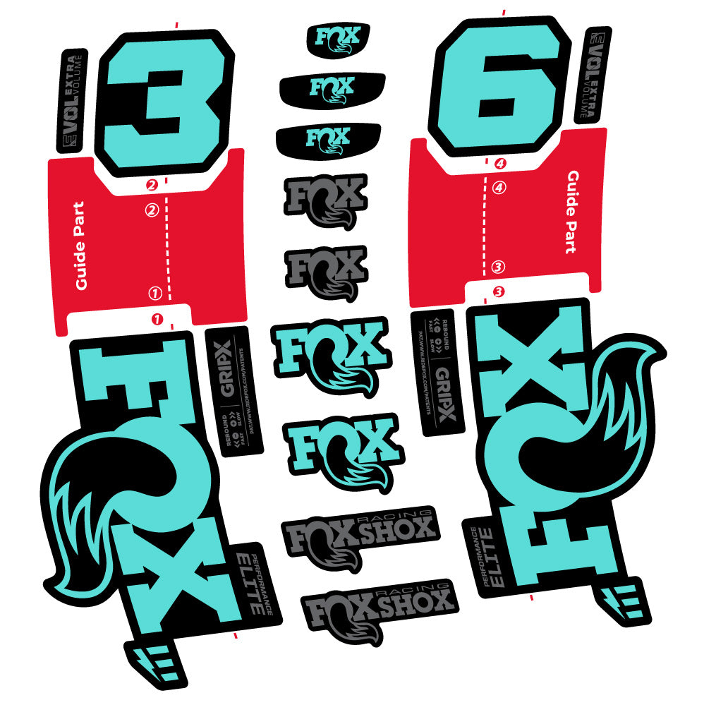 Aufkleber FOX 36 Performance Elite E-Optimized, Gabel 29, Fahrradaufkleber Vinyl