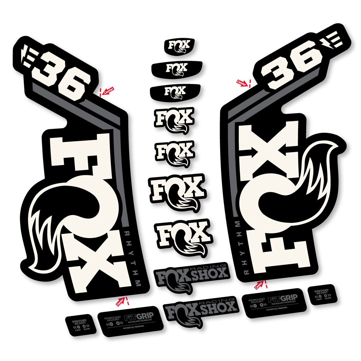 Stickers for Fox 36 Rhythm E-Bike 2027, Fork vinyl decals - Bone White