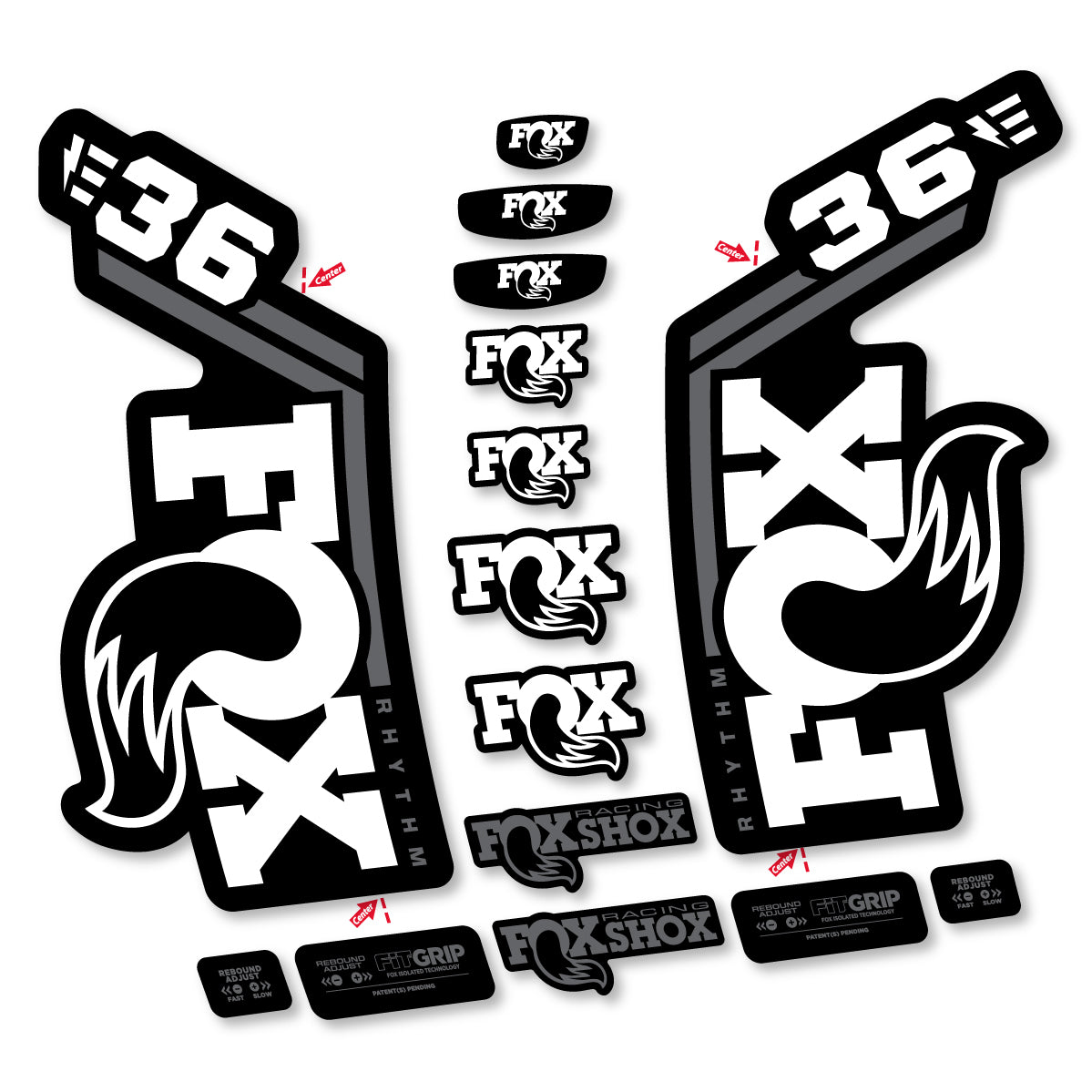 Stickers for Fox 36 Rhythm E-Bike 2027, Fork vinyl decals - White