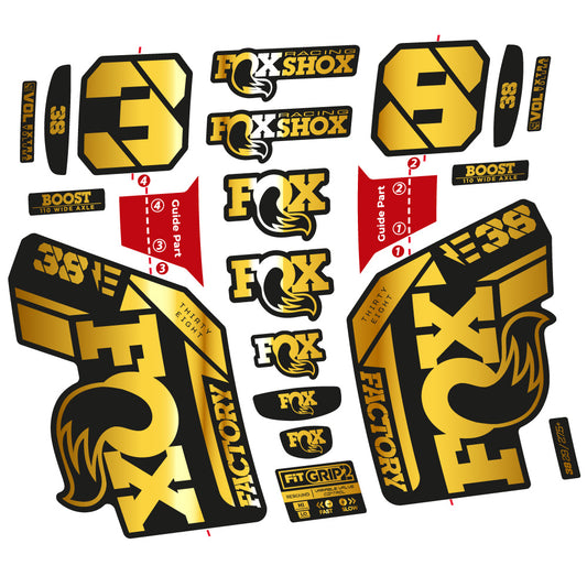 Chrome Gold decal for Fox 38 E-Bike 2021 fork 29" – bike sticker vinyl