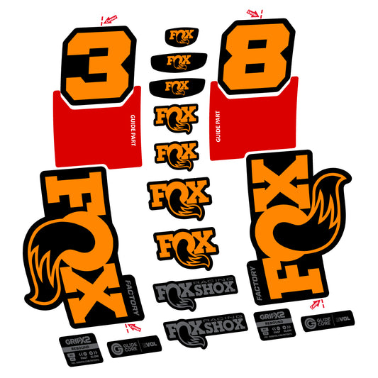 Stickers for Fox 38 Factory 2027, Fork vinyl decals - Saffron Yellow