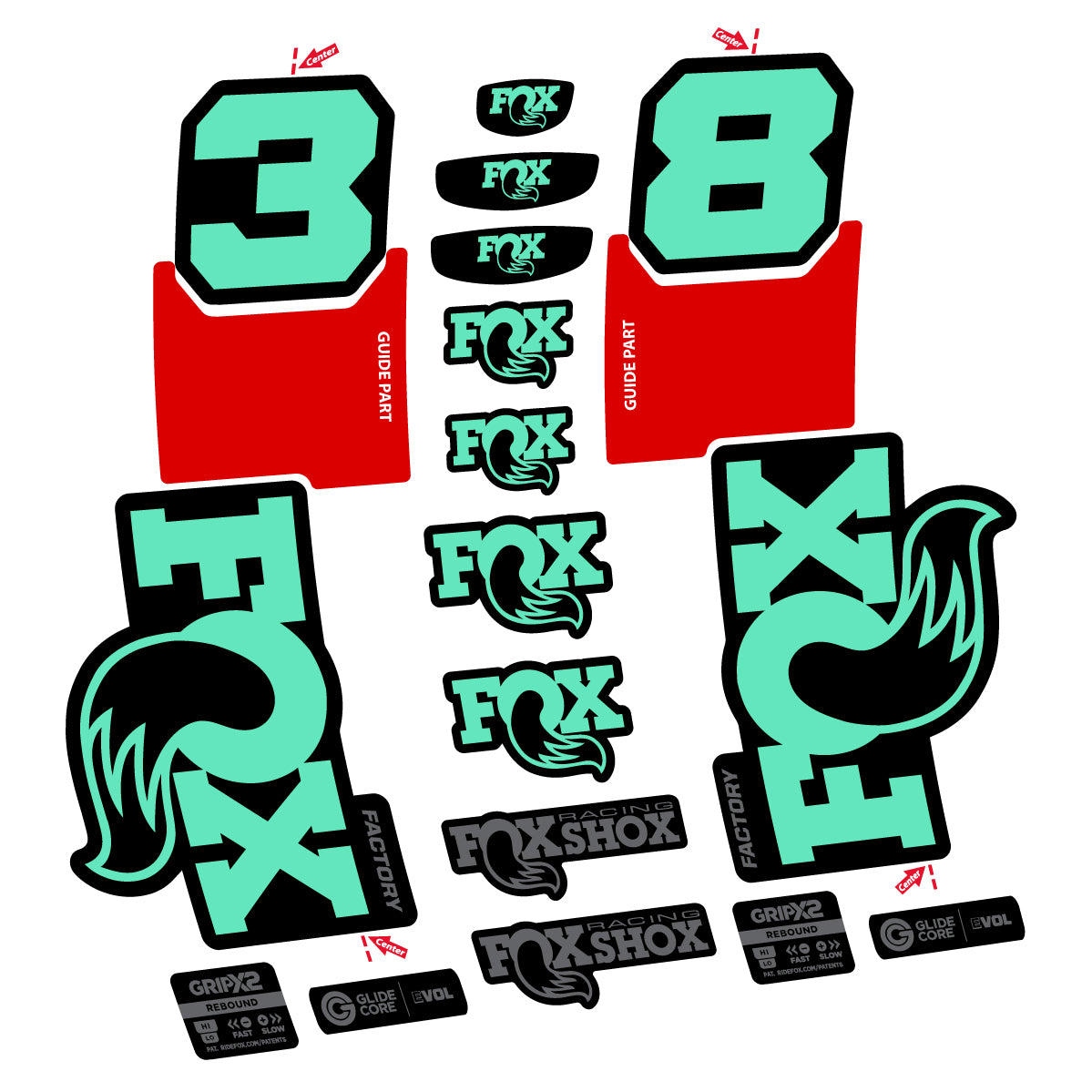 Stickers for Fox 38 Factory 2027, Fork vinyl decals - Mint