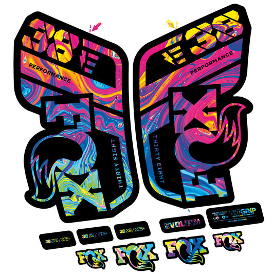 Psychedelic Rainbow decal for Fox 38 Performance E-Bike fork 29" – bike sticker vinyl