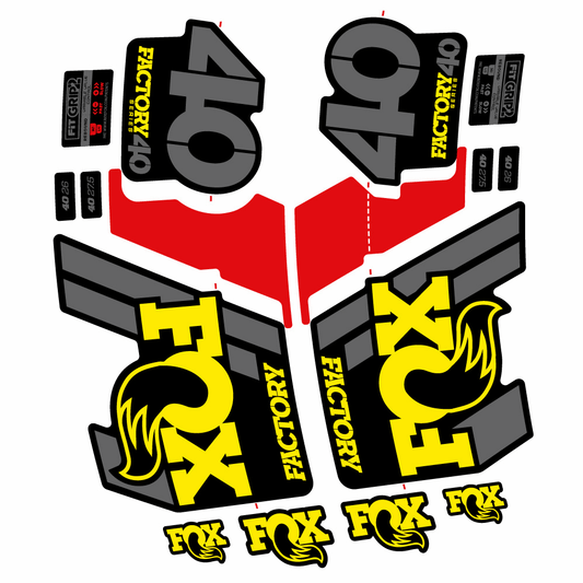 Yellow decal for Fox 40 Factory 2019 fork 29" – bike sticker vinyl