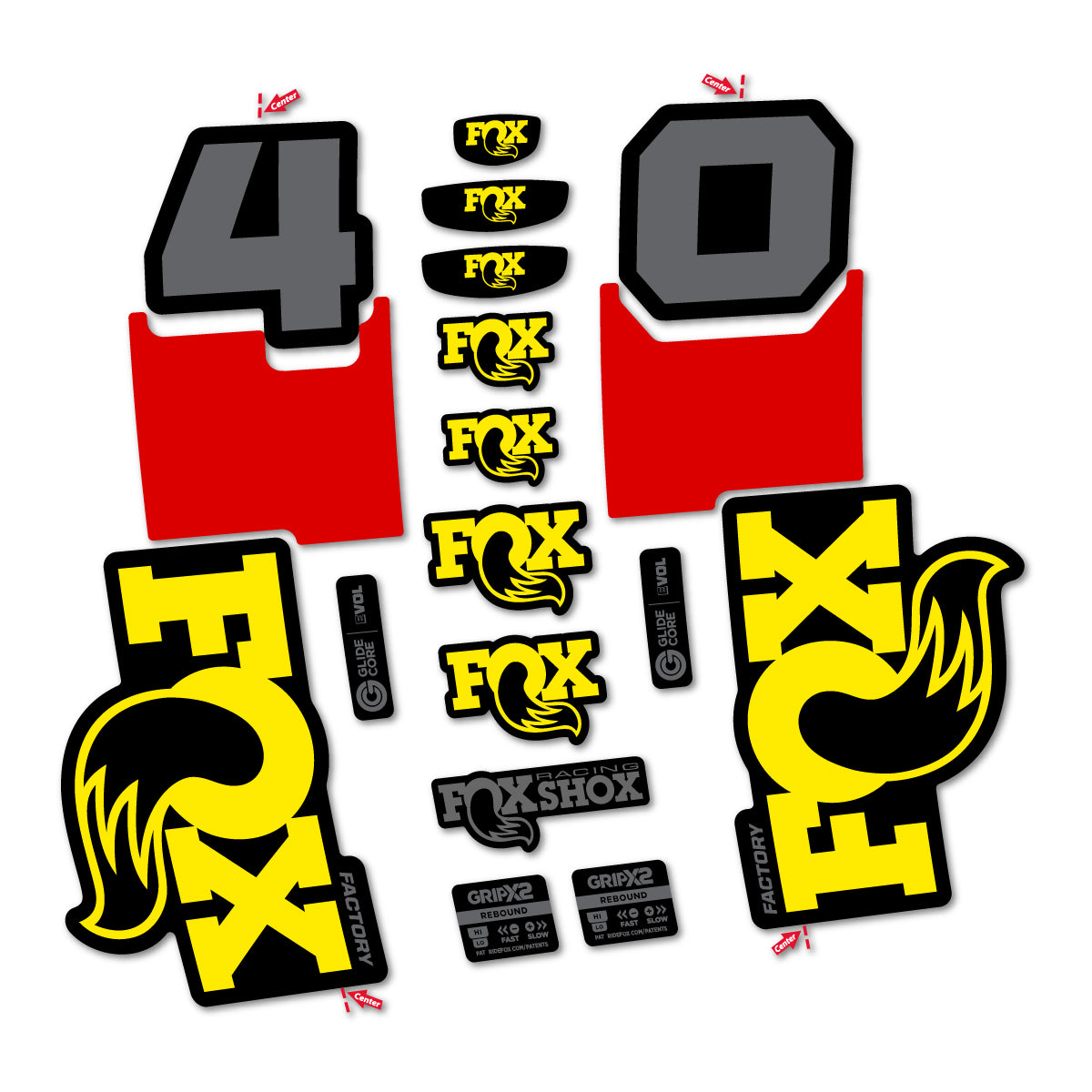 Stickers for Fox 40 Factory 2027, Fork vinyl decals - Yellow
