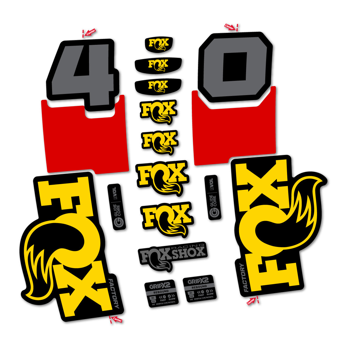 Stickers for Fox 40 Factory 2027, Fork vinyl decals - Banana Yellow
