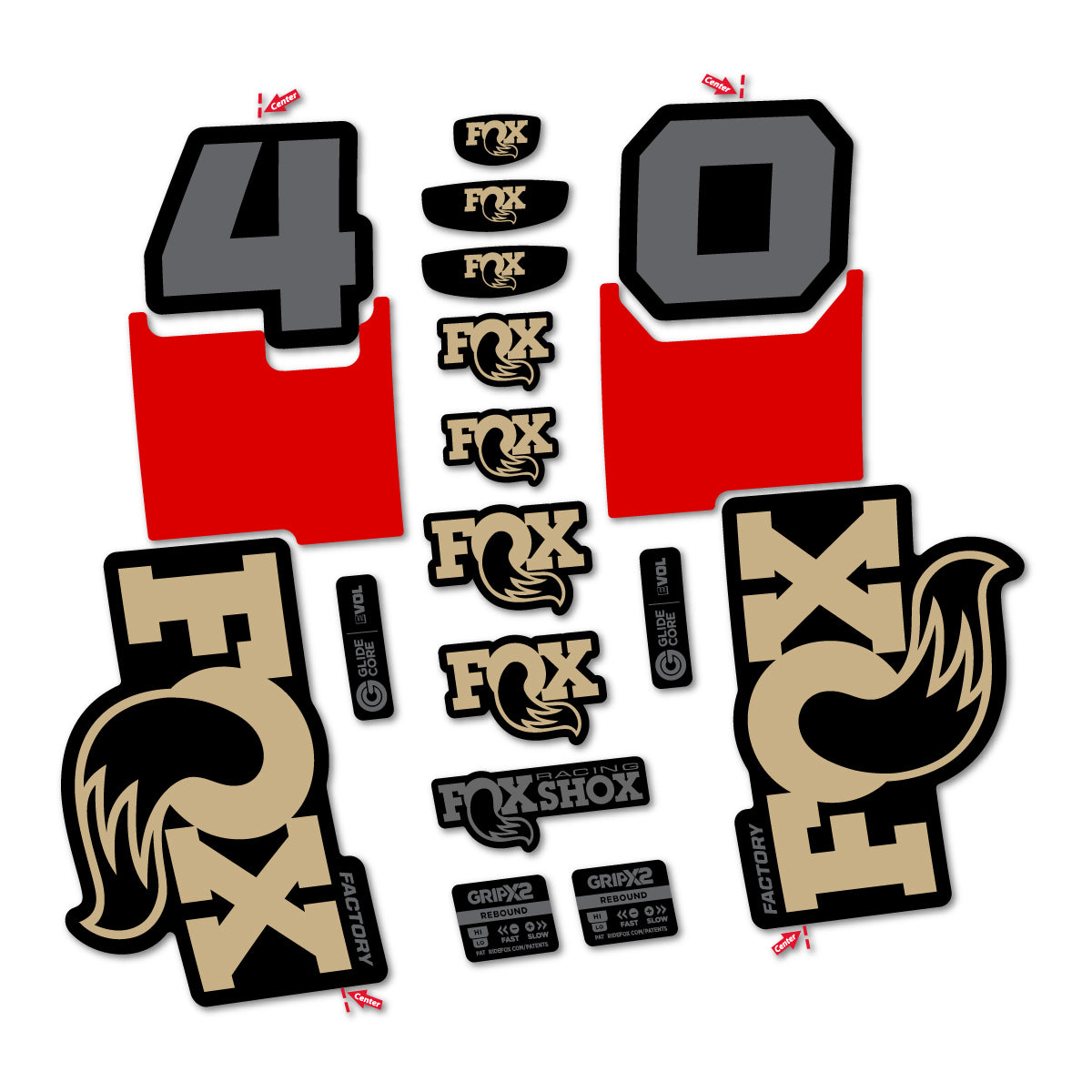 Stickers for Fox 40 Factory 2027, Fork vinyl decals - Sand