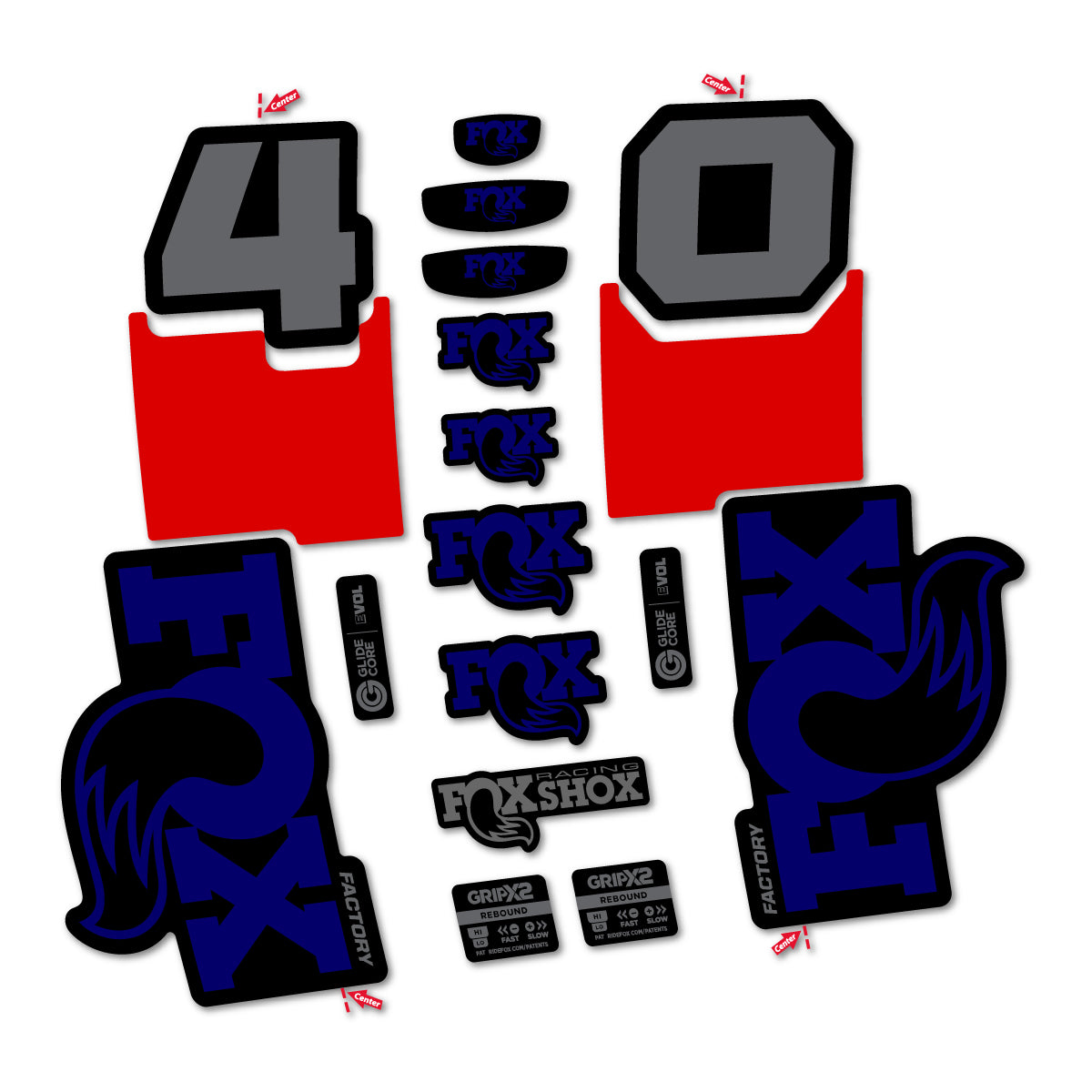 Stickers for Fox 40 Factory 2027, Fork vinyl decals - Scandinavian Blue