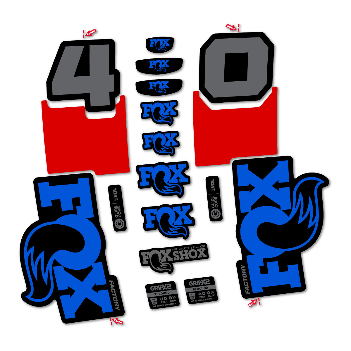 Stickers for Fox 40 Factory 2027, Fork vinyl decals - Sea Blue