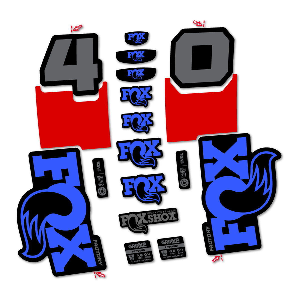 Stickers for Fox 40 Factory 2027, Fork vinyl decals - Medium Blue