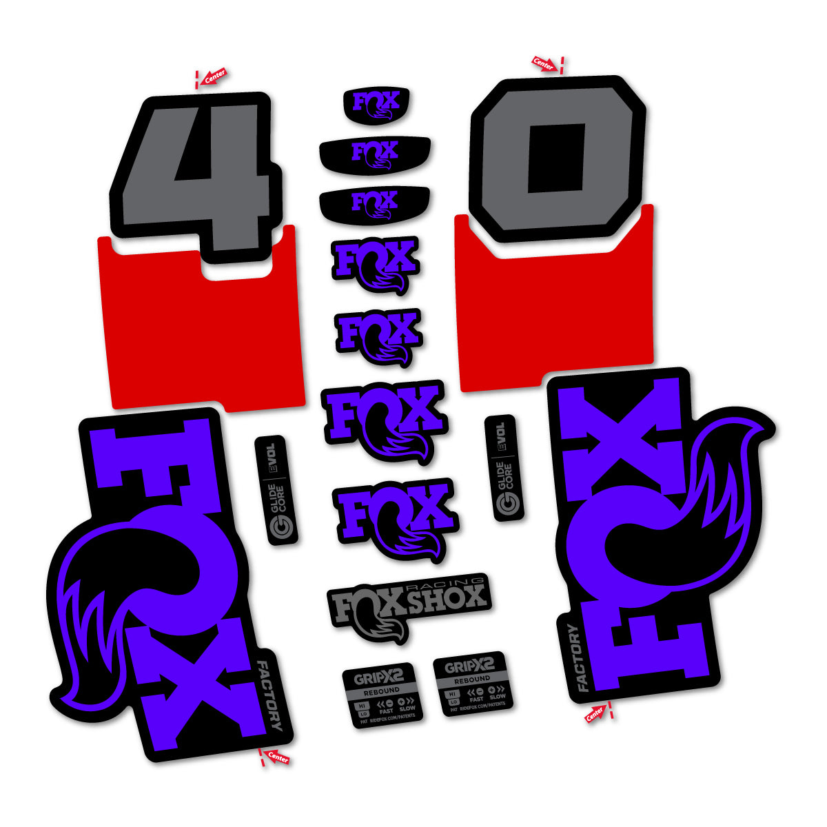 Stickers for Fox 40 Factory 2027, Fork vinyl decals - Reflex Blue