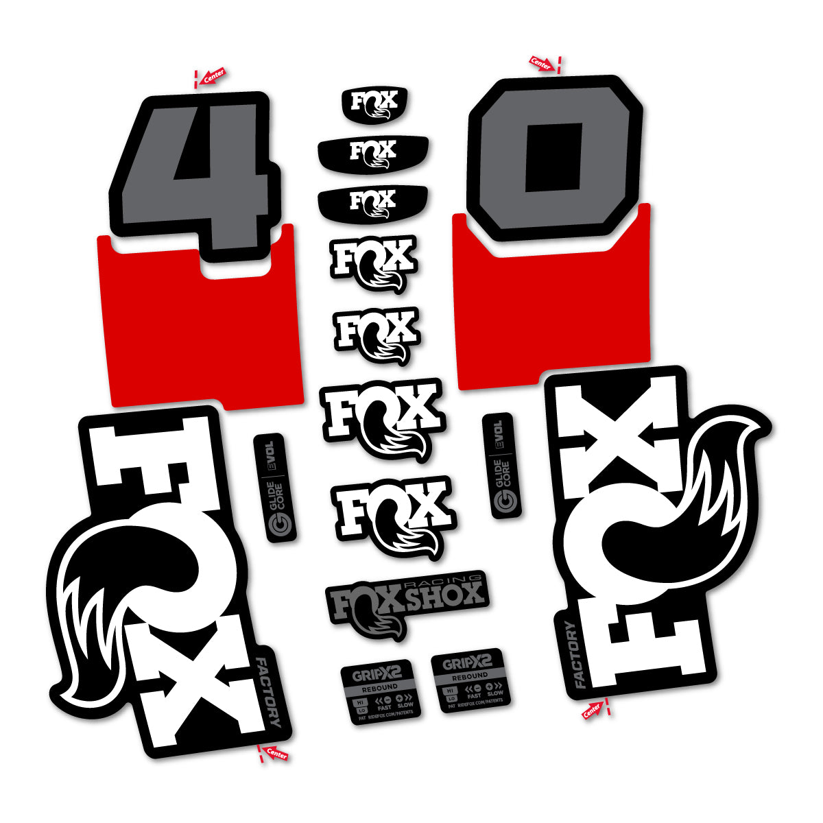 Stickers for Fox 40 Factory 2027, Fork vinyl decals - White