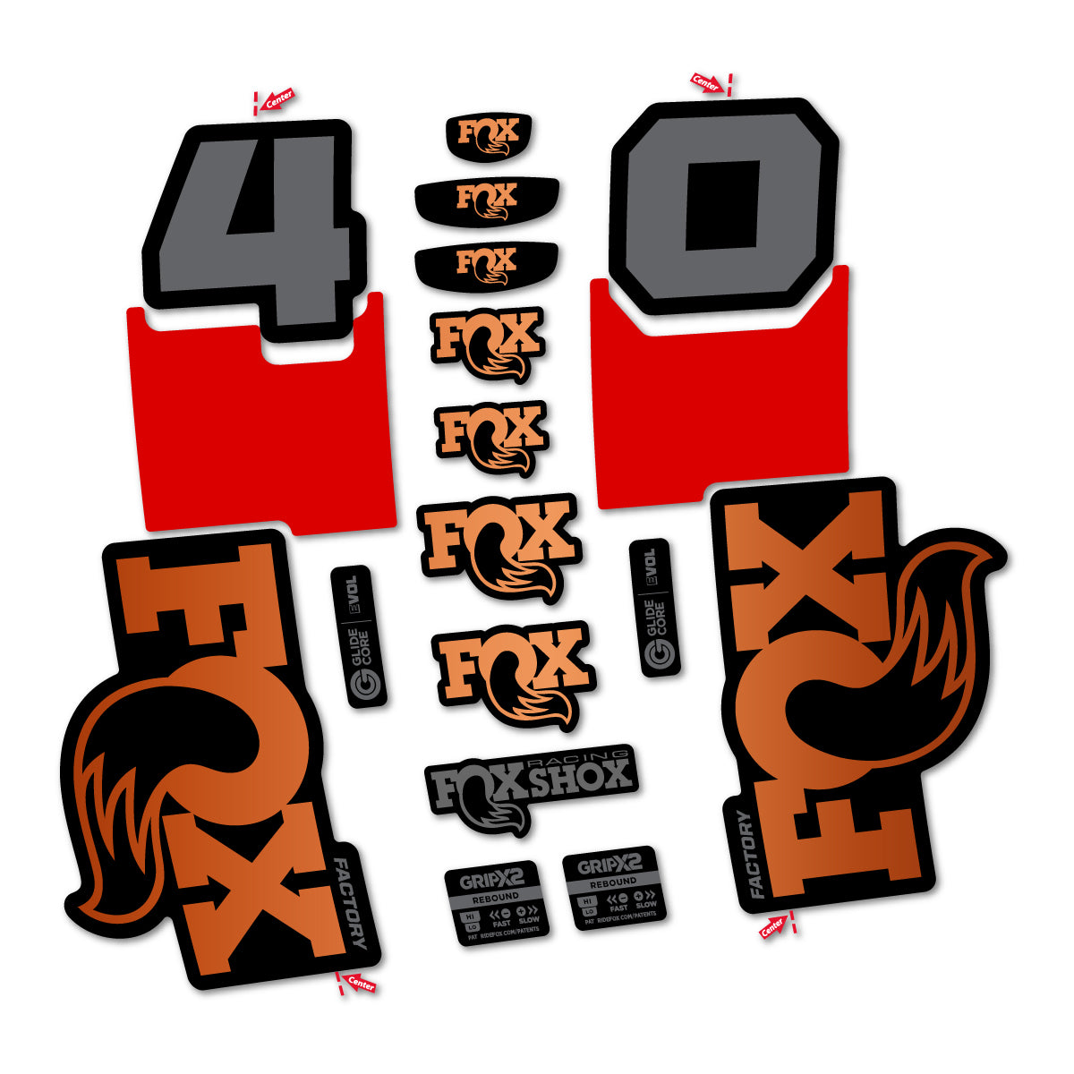 Stickers for Fox 40 Factory 2027, Fork vinyl decals - Bronze