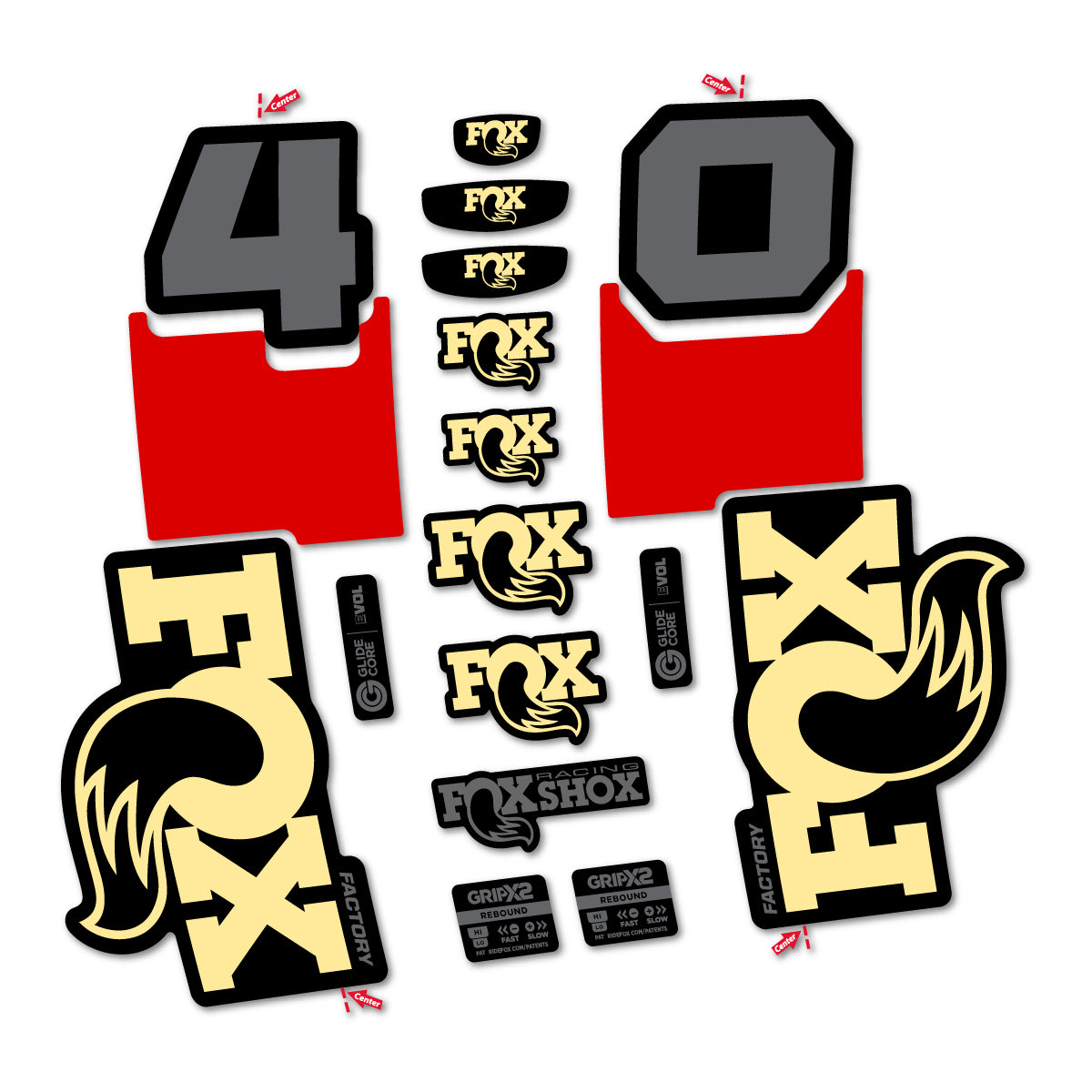 Stickers for Fox 40 Factory 2027, Fork vinyl decals - Cream