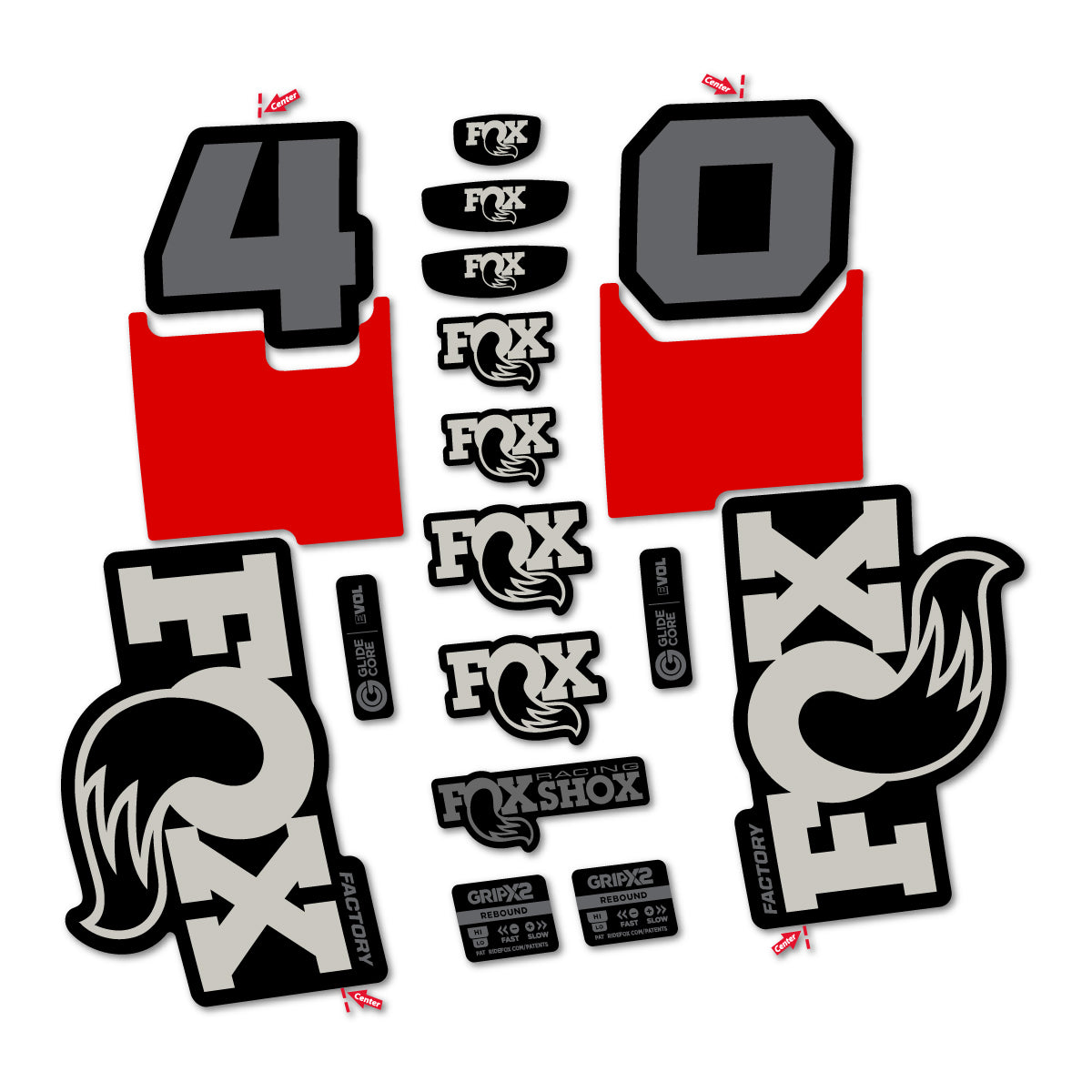 Stickers for Fox 40 Factory 2027, Fork vinyl decals - Light Grey