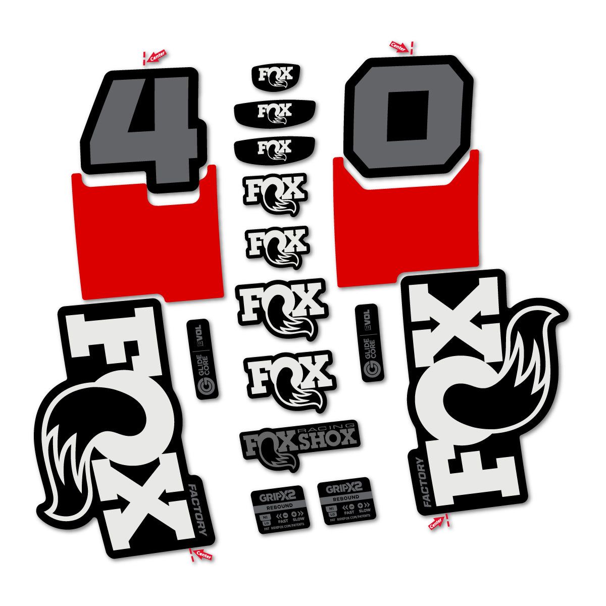Stickers for Fox 40 Factory 2027, Fork vinyl decals - Pearl Grey