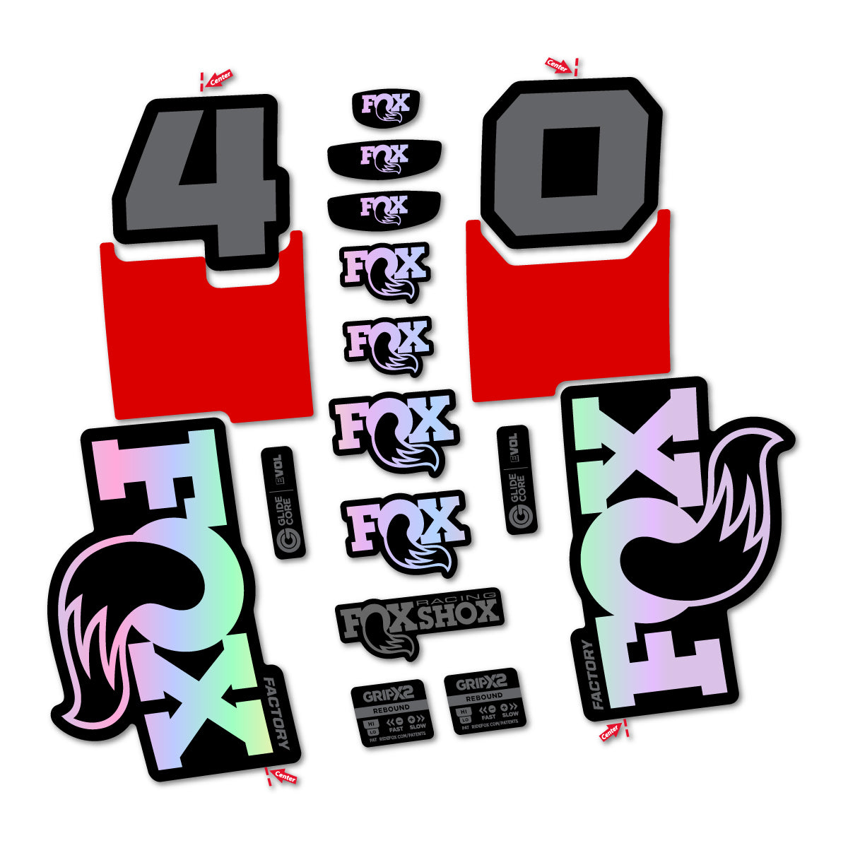 Stickers for Fox 40 Factory 2027, Fork vinyl decals - Hollographic
