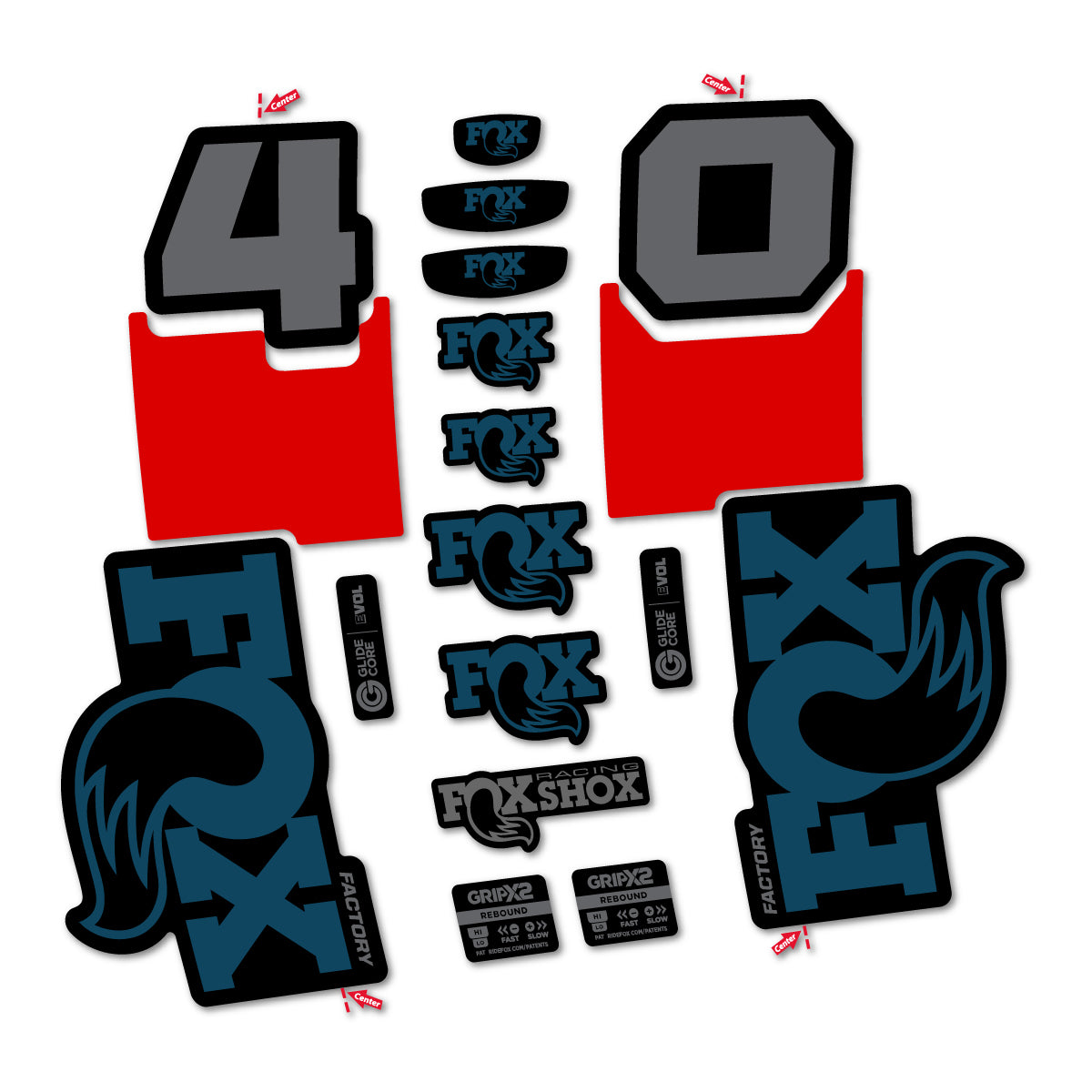 Stickers for Fox 40 Factory 2027, Fork vinyl decals - Dark Lake