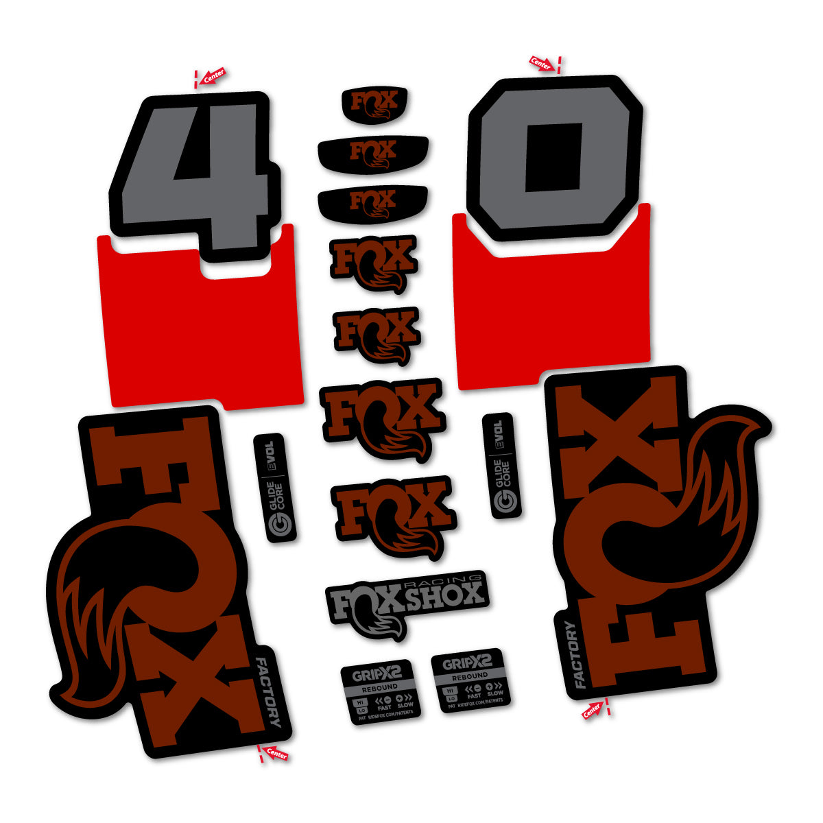 Stickers for Fox 40 Factory 2027, Fork vinyl decals - Brown