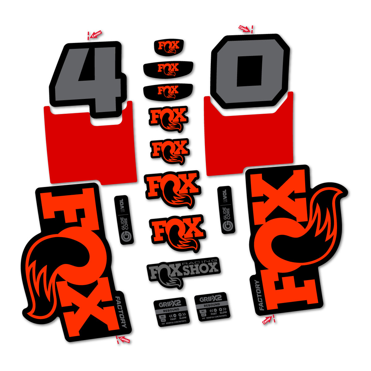 Stickers for Fox 40 Factory 2027, Fork vinyl decals - Luminous Orange