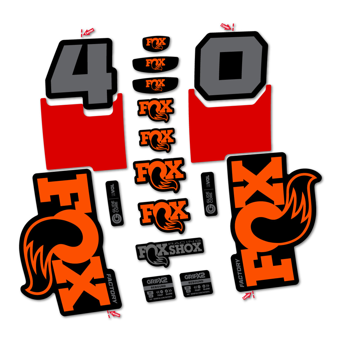 Stickers for Fox 40 Factory 2027, Fork vinyl decals - Orange