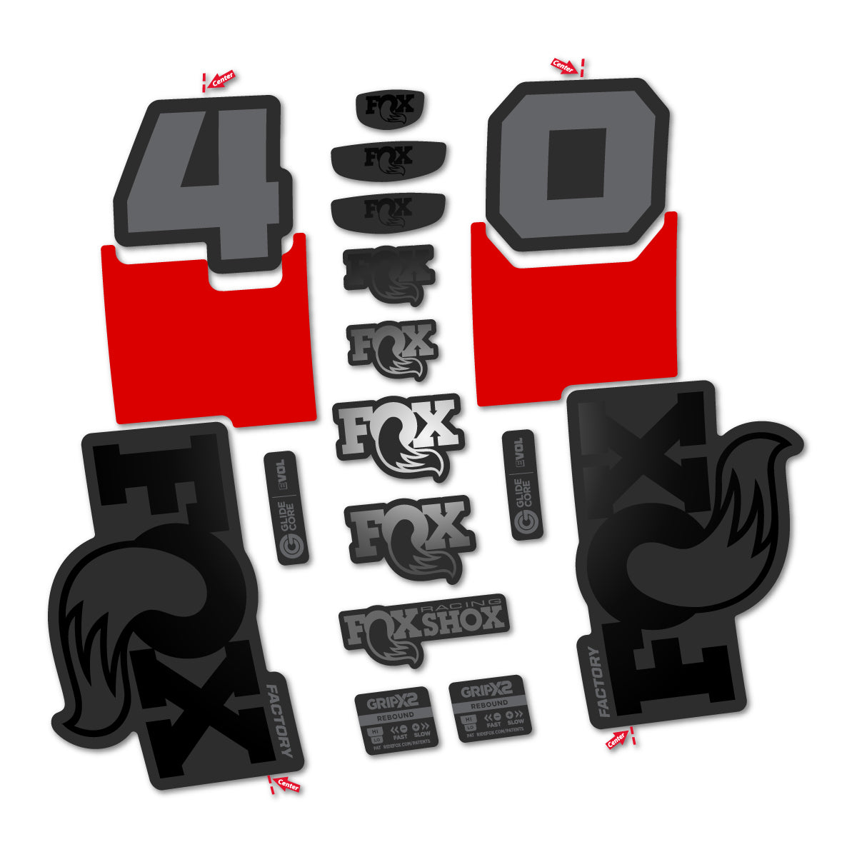 Stickers for Fox 40 Factory 2027, Fork vinyl decals - Black