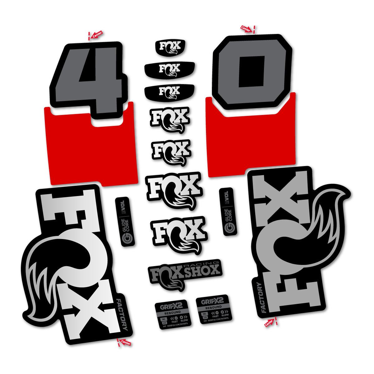 Stickers for Fox 40 Factory 2027, Fork vinyl decals - Light Silver