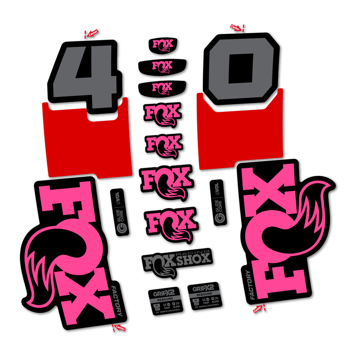 Stickers for Fox 40 Factory 2027, Fork vinyl decals - Bubblegum Pink