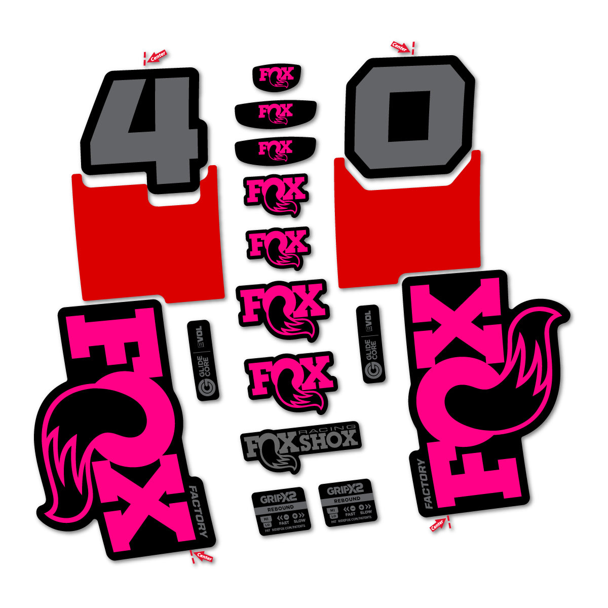 Stickers for Fox 40 Factory 2027, Fork vinyl decals - Fuchsia
