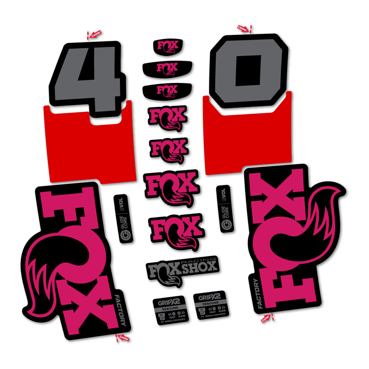 Stickers for Fox 40 Factory 2027, Fork vinyl decals - Dark Pink