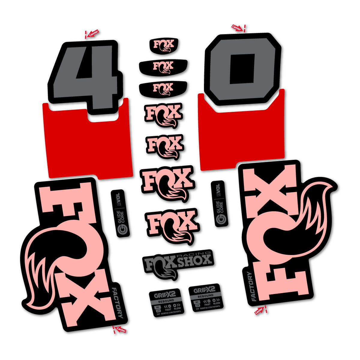 Stickers for Fox 40 Factory 2027, Fork vinyl decals - Salmon Pink
