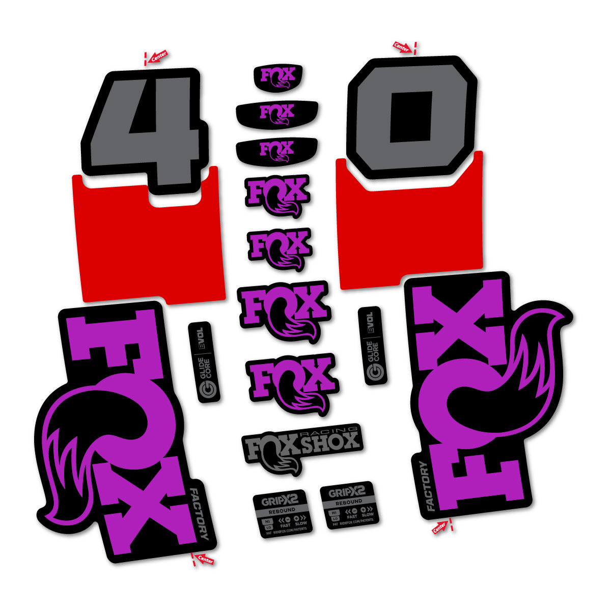Stickers for Fox 40 Factory 2027, Fork vinyl decals - Violet Pink