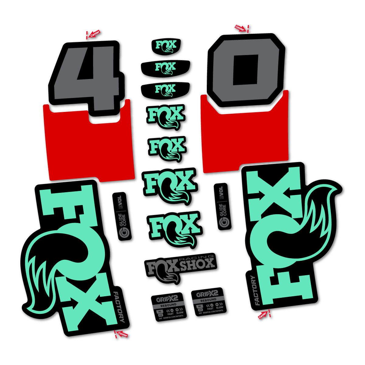 Stickers for Fox 40 Factory 2027, Fork vinyl decals - Mint