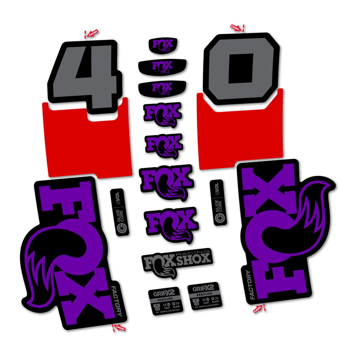 Stickers for Fox 40 Factory 2027, Fork vinyl decals - Violet