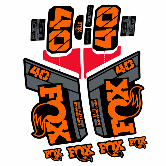Orange decal for FOX 40 Performance Elite 2022 fork 29" – bike sticker vinyl