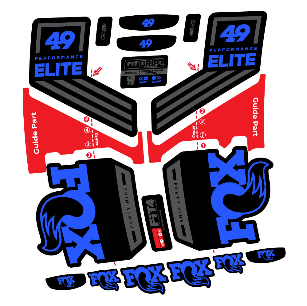 Aufkleber Fox 49 Performance Elite 2019, Gabel 29, Fahrradaufkleber Vinyl