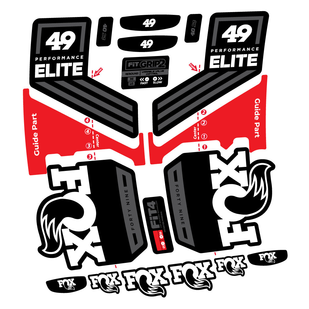 Aufkleber Fox 49 Performance Elite 2019, Gabel 29, Fahrradaufkleber Vinyl