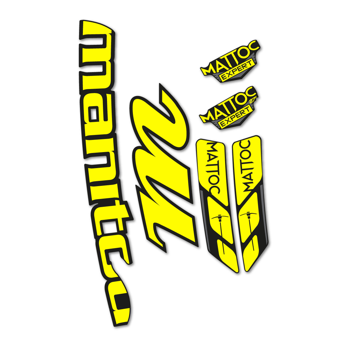 Compatible Stickers for Manitou Mattoc Expert White 2016-2017, Fork vinyl decals - Lemon Yellow