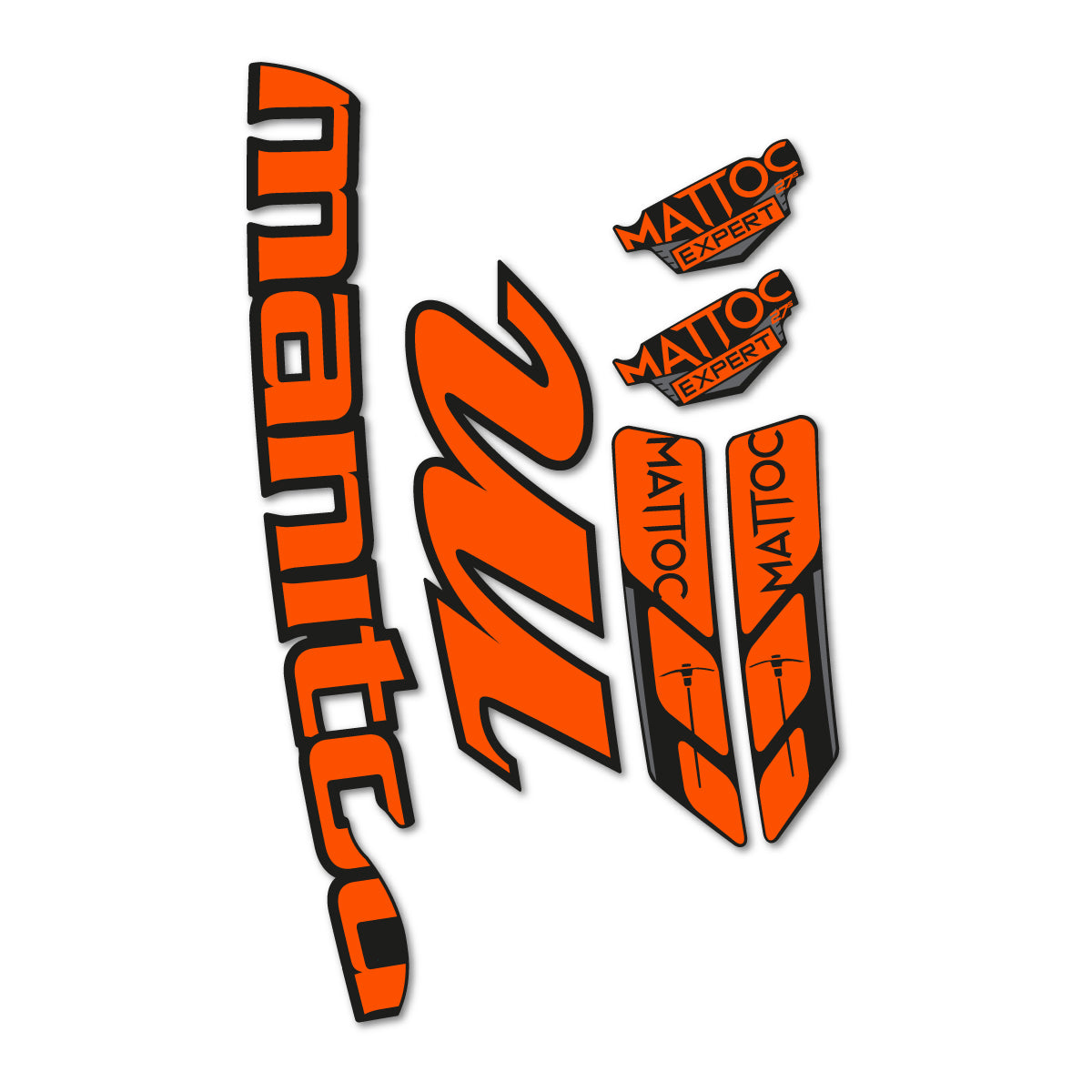 Compatible Stickers for Manitou Mattoc Expert White 2016-2017, Fork vinyl decals - Orange