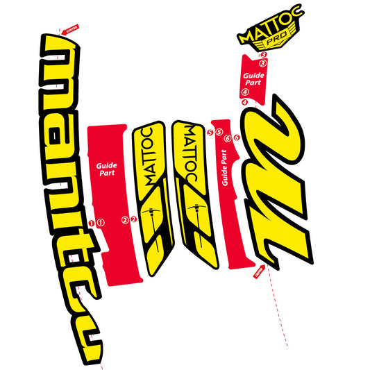 Yellow decal for Manitou Mattoc Pro 2015 fork 29" – bike sticker vinyl